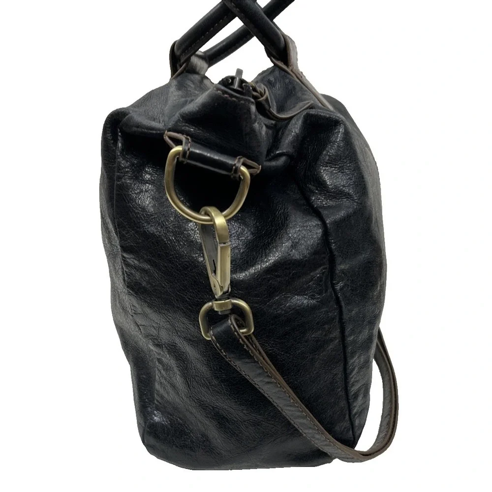 Hobo The Original Sheila Black Leather Bag Satchel Hoop Handles Shoulder Strap